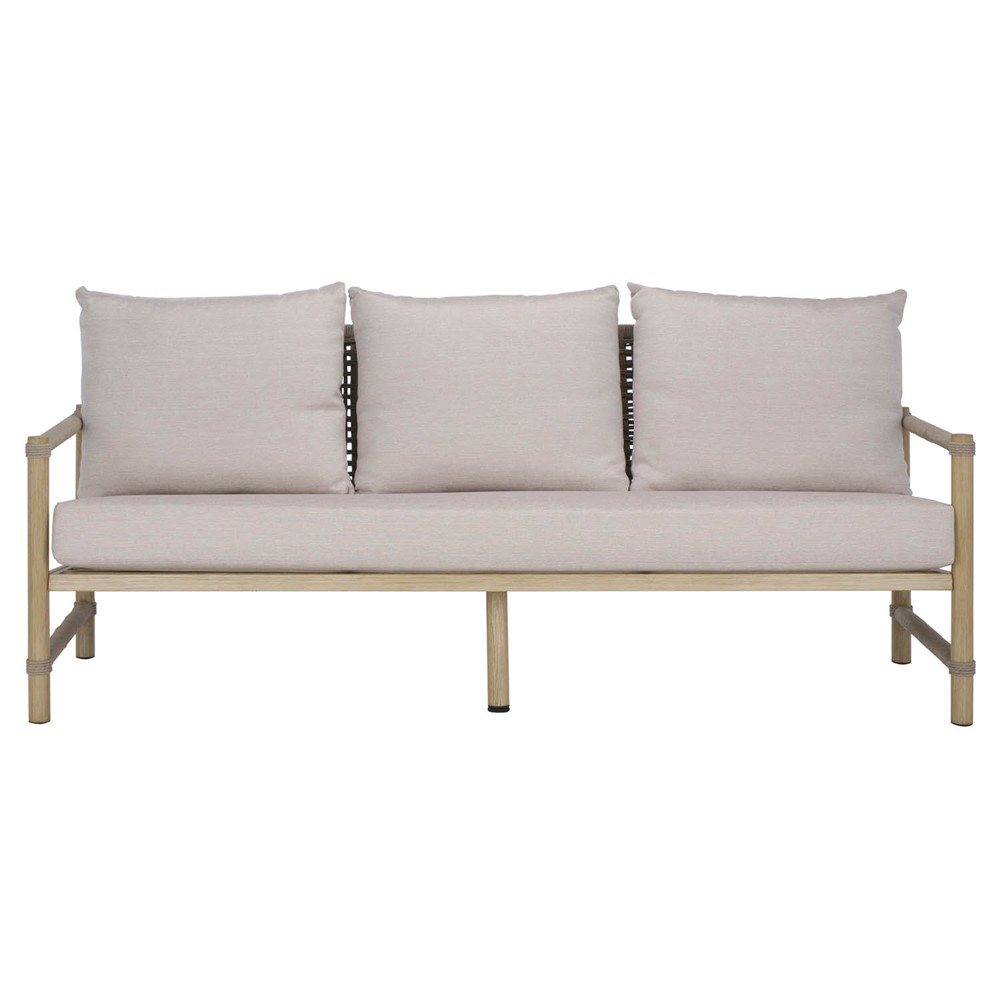 Darla Coastal Beach Grey Woven Outdoor Sofa - 82"|