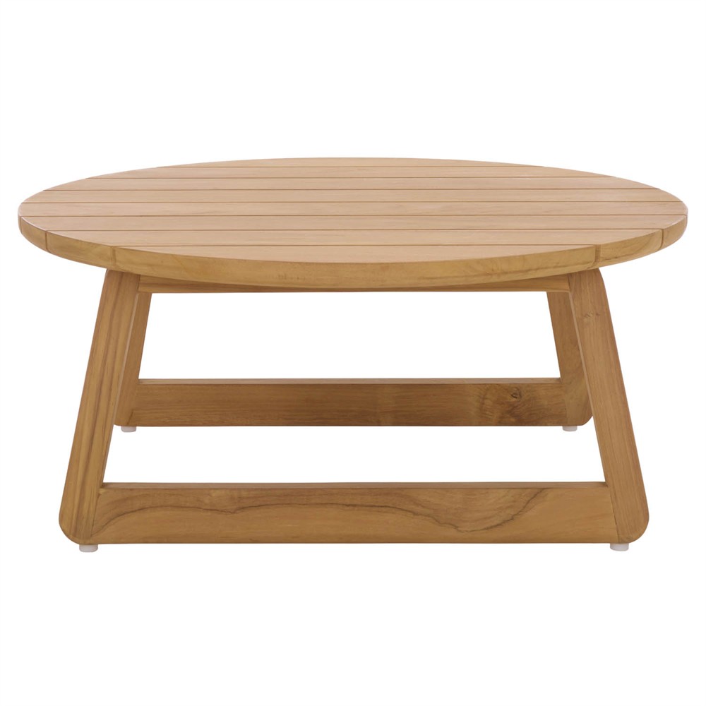 Fiora Coastal Beach Natural Teak Wood Round Outdoor Coffee Table|