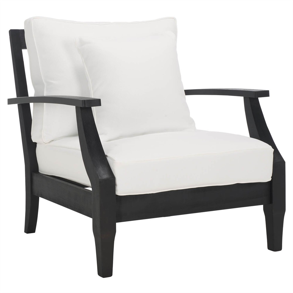 Camila Coastal Beach Black Outdoor Lounge Arm Chair|