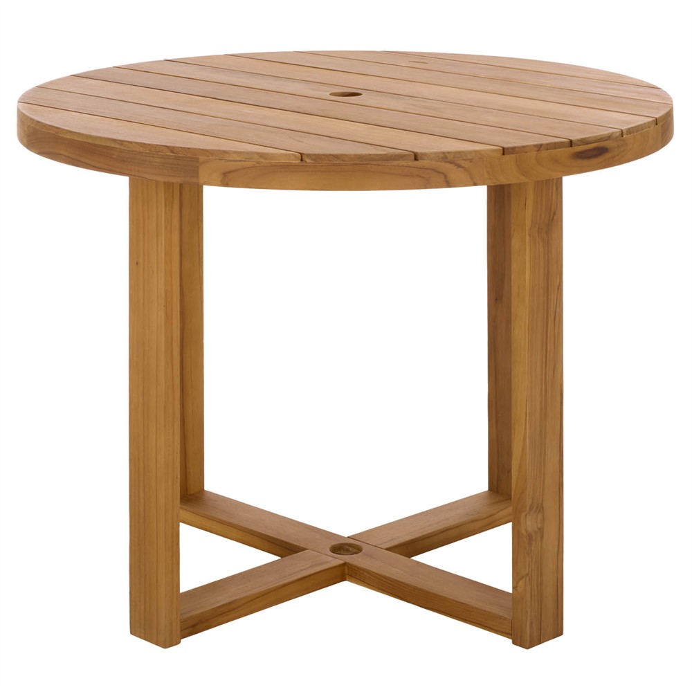 Charlene Coastal Beach Natural Teak Round Outdoor Dining Table - 40"|