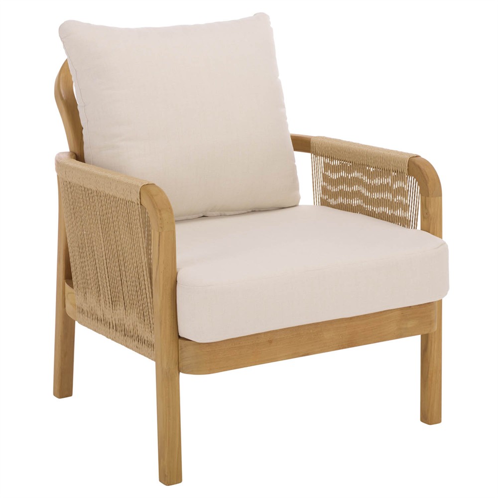 Nina Coastal Beach Natural Teak Outdoor Arm Chair|
