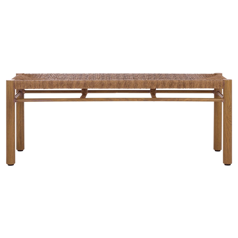 Maori Coastal Beach Natural Faux Rattan Woven Outdoor Dining Bench|