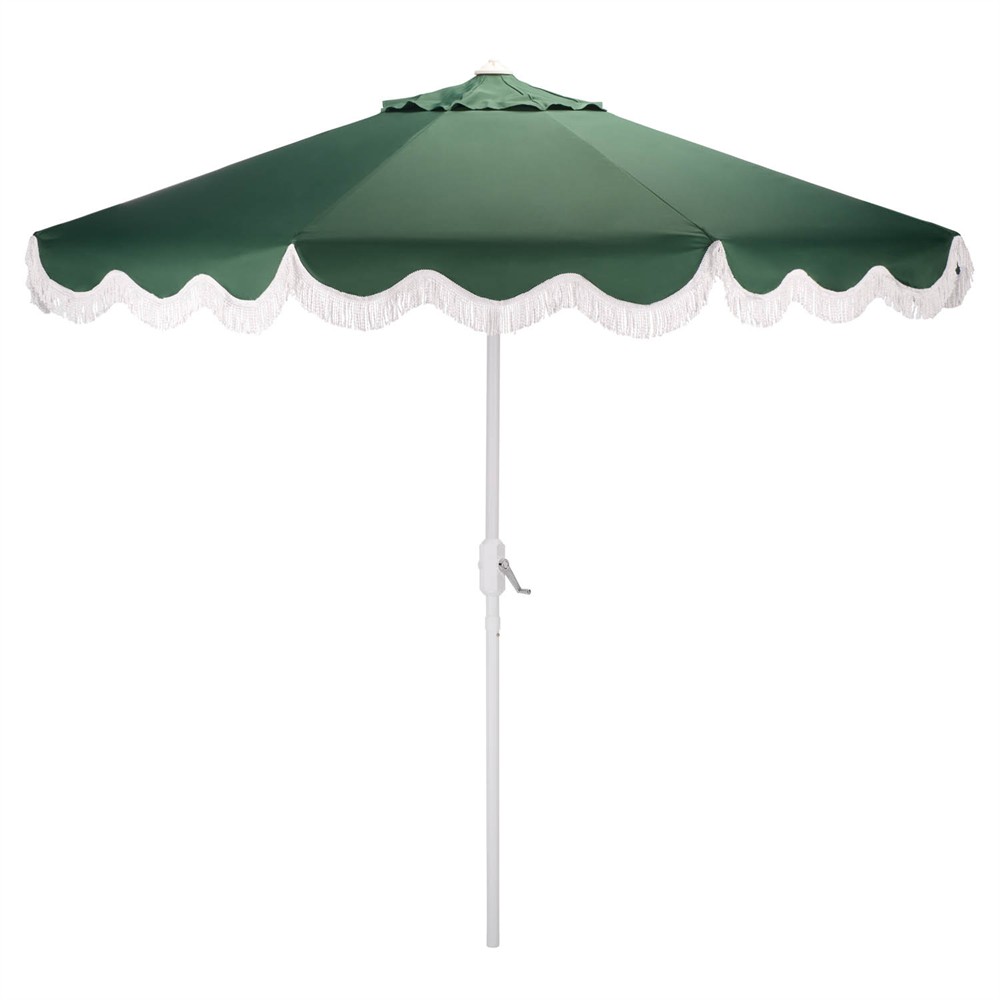 country boy patio umbrella Safavieh Outdoor Torsa 9ft Crank Umbrella, Hunter Green/White