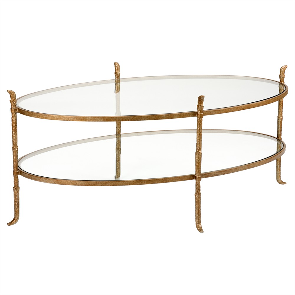 Isabella Updated Traditional Bronze Iron Oval Coffee Table|