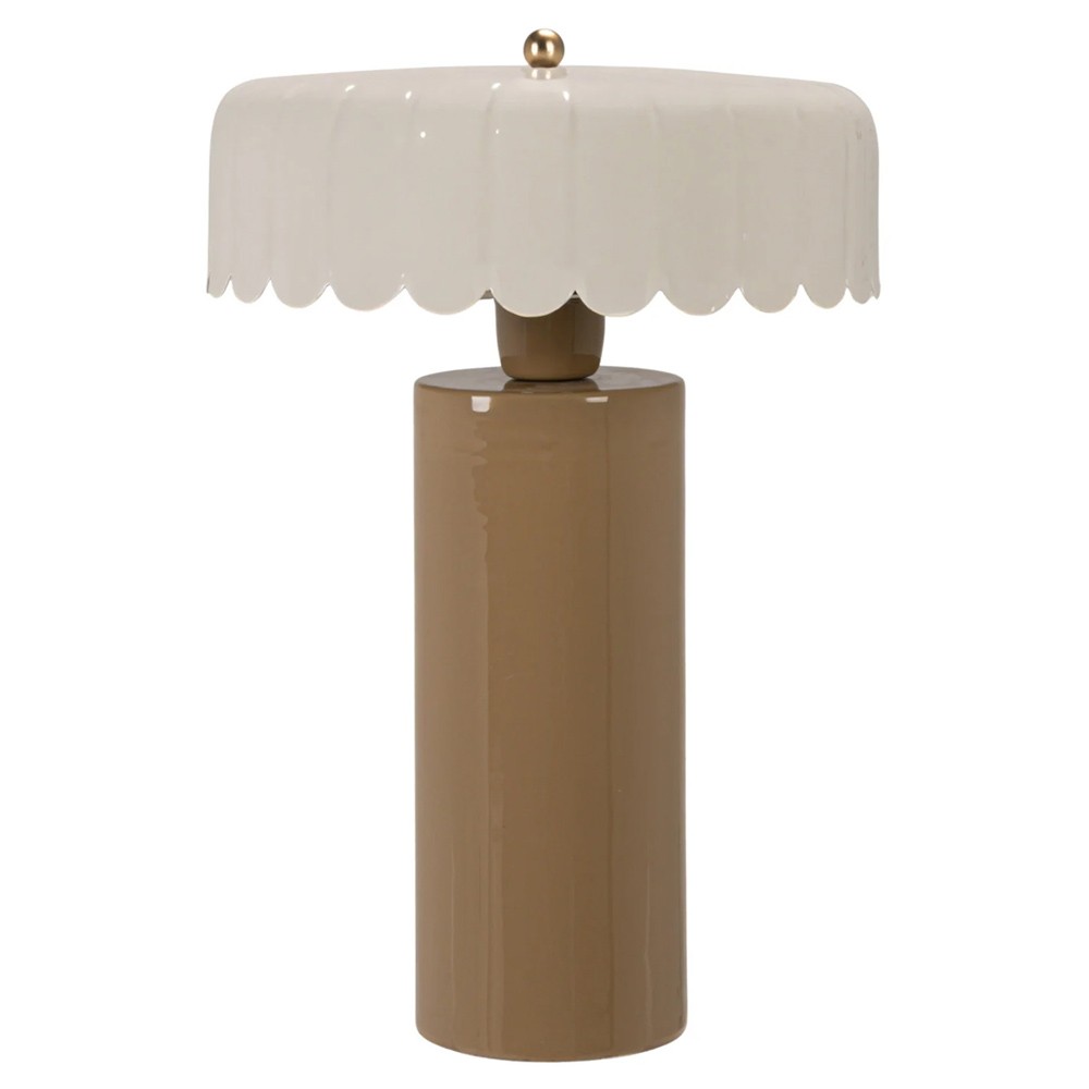 Collins Traditional Scalloped Shade Glossy Taupe Table Lamp|