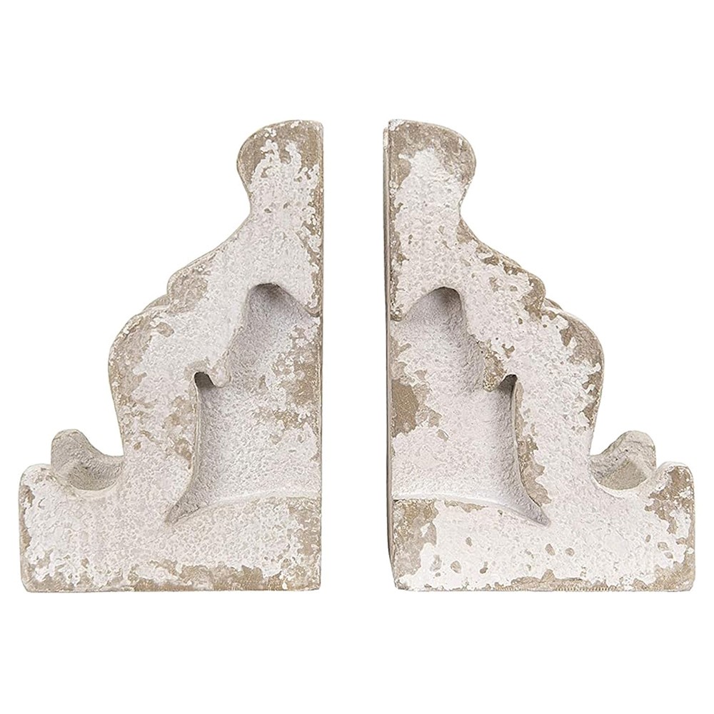 Rosalie French Country Distressed White Corbel Bookends | Kathy Kuo Home