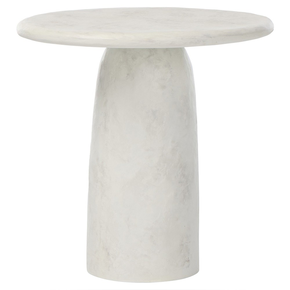 Emilia Modern Classic Off White Concrete Round Pedestal End Table|