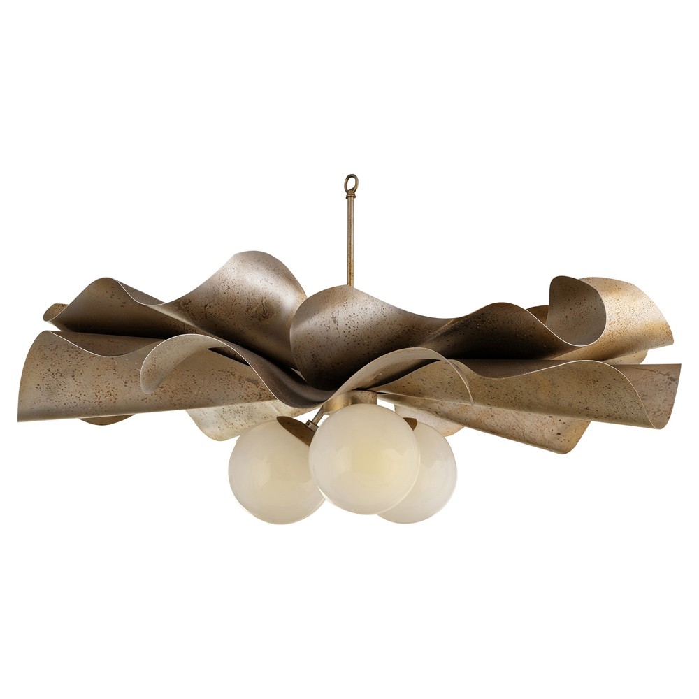 Petalia Traditional Sculptural Bloom Antique Platinum Steel Chandelier|