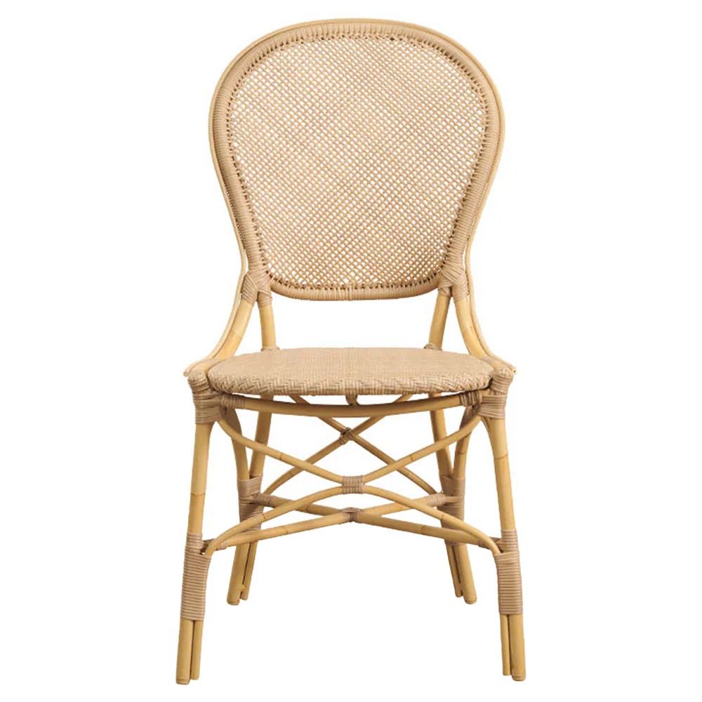 Lydia French Country Natural Woven Aluminum Outdoor Dining Chair|