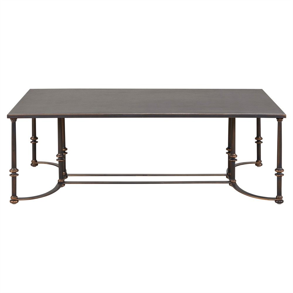 Century Arezzo Updated Traditional Grey Metal Rectangular Coffee Table|