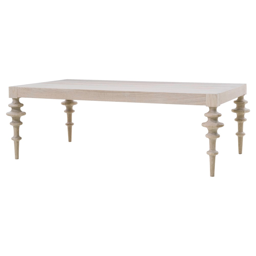 Century Cadence Updated Traditional Beige Oak Rectangular Coffee Table|