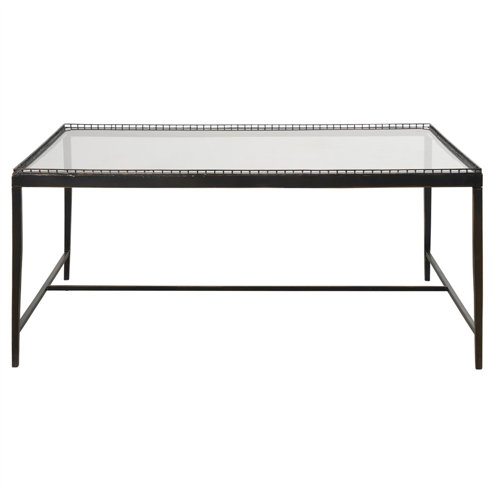 Century Logan Modern Classic Bronze Metal Square Coffee Table|