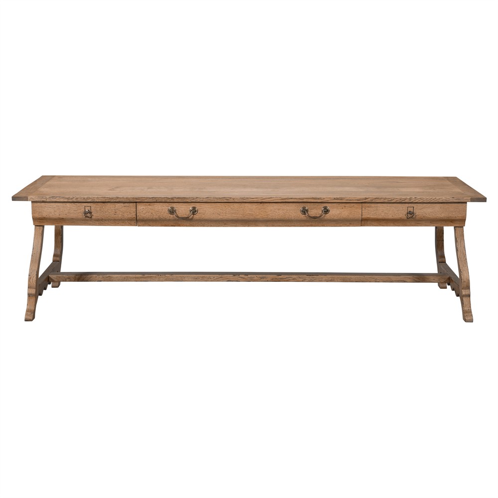 Century Manning Traditional Distressed Brown Oak Rectangular Storage Coffee Table|