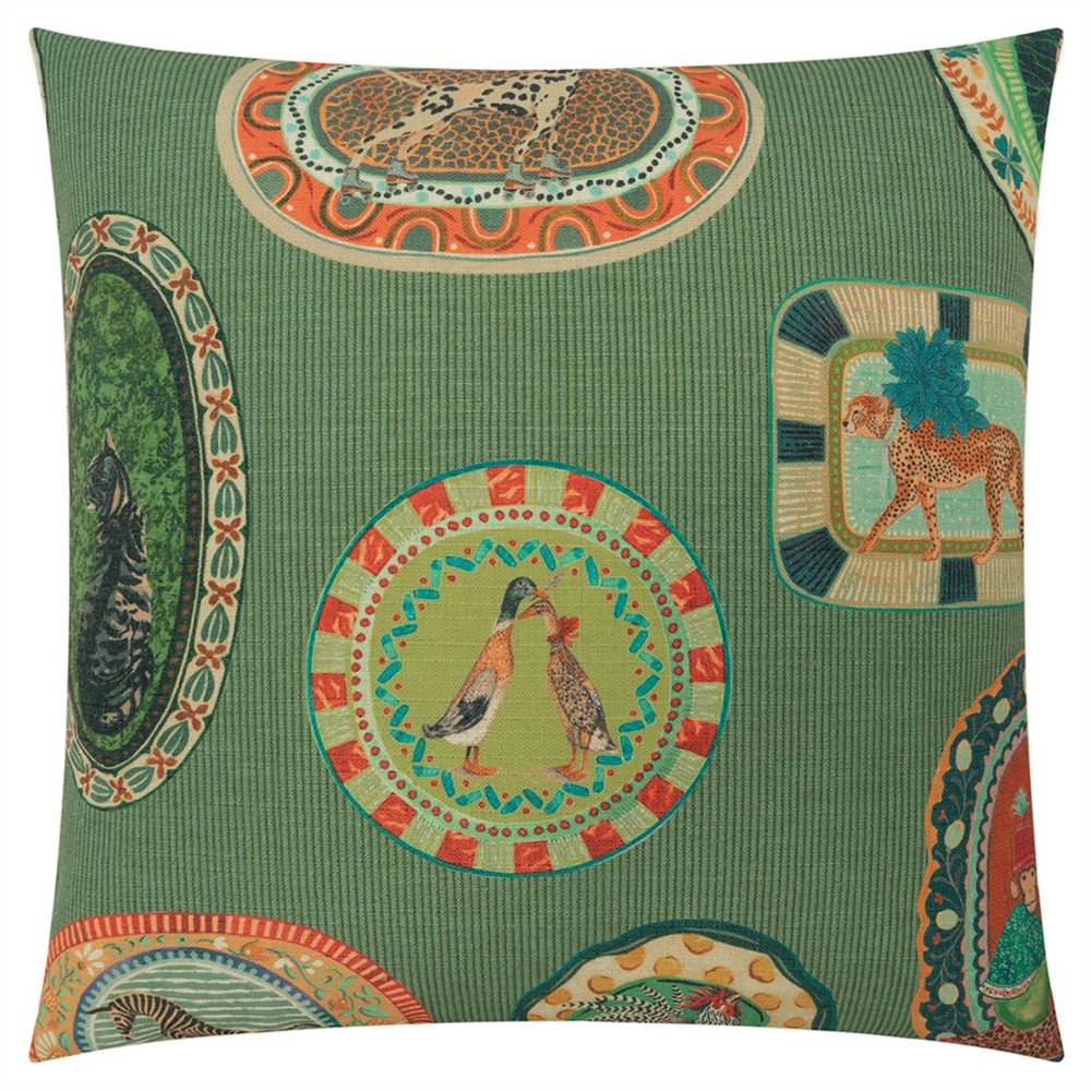 Cassian Updated Traditional Green Fauna Throw Pillow - 22x22|