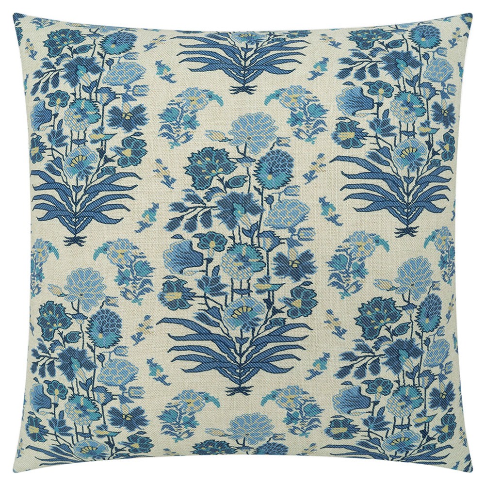 Calista Updated Traditional Blue Floral Throw Pillow - 22x22|