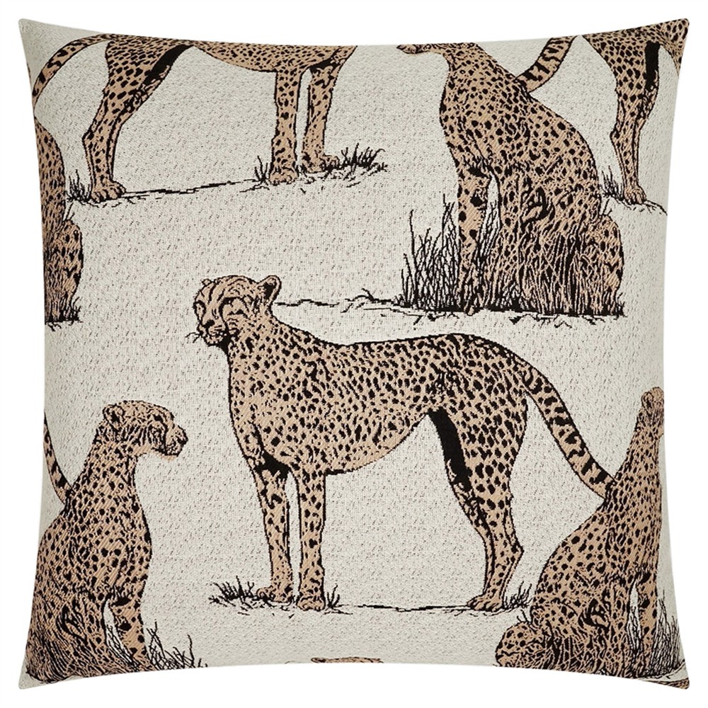 Leander Modern Classic Tan Cheetah Indoor Outdoor Throw Pillow - 22x22|