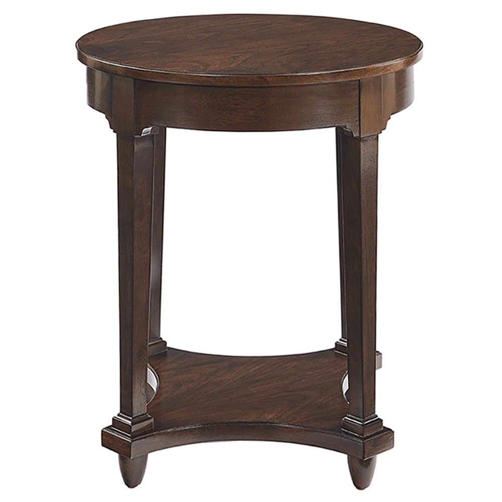 Bedford Updated Traditional Dark Brown Wood Round Side Table|