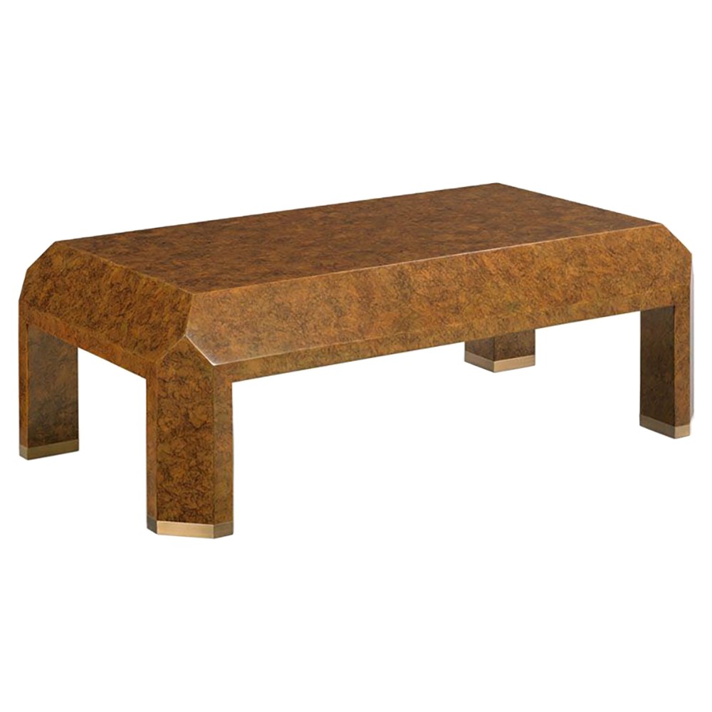 Facet Modern Classic Faux Tortoise Wood Rectangular Coffee Table|