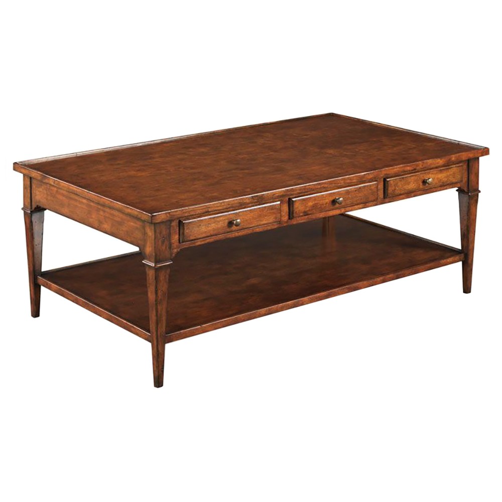Marseille French Country Dark Brown Wood Rectangular Coffee Table|