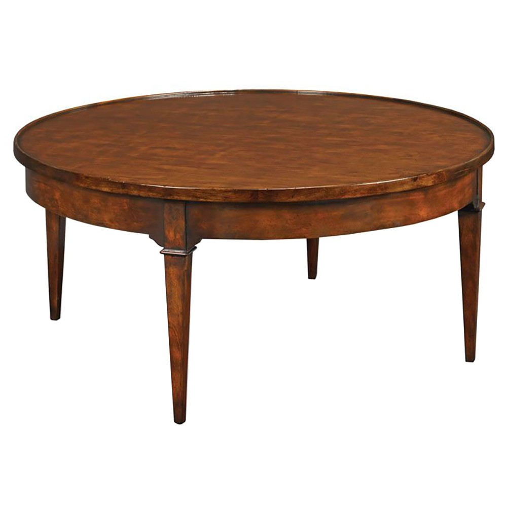 Marseille French Country Dark Brown Wood Round Coffee Table|