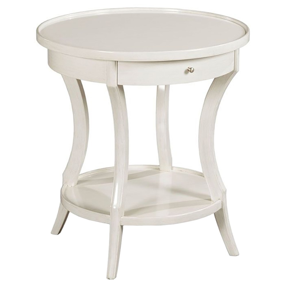 Stacey Modern Classic Cream Wood Round Side Table|