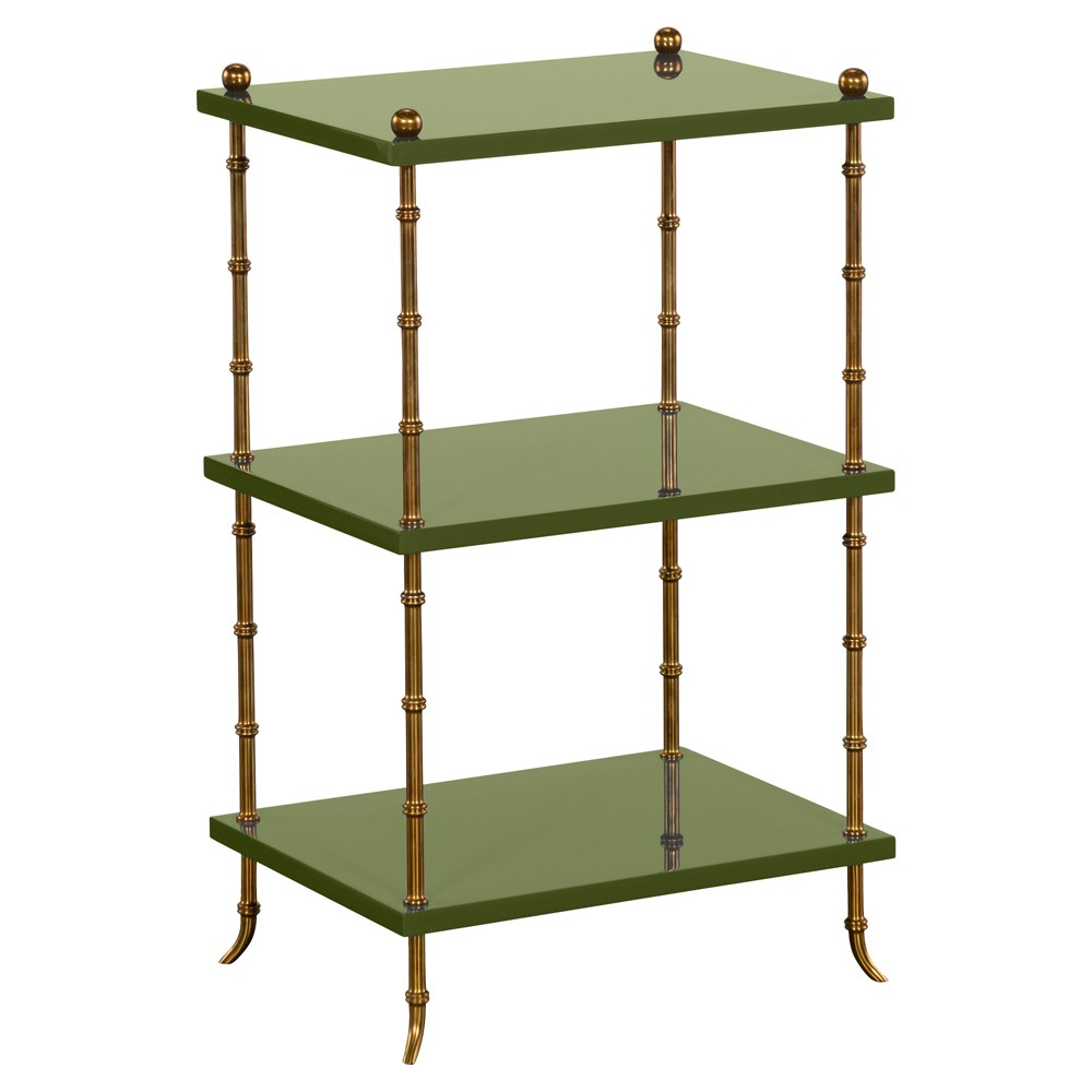 Hallings Updated Traditional Moss Green Wood Rectangular Side Table|