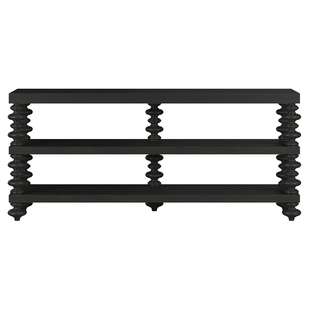 Massimo Updated Traditional Black Pine Wood Console Table|