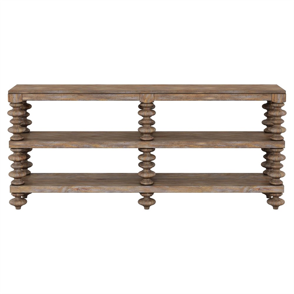 Massimo Updated Traditional Brown Pine Wood Console Table|