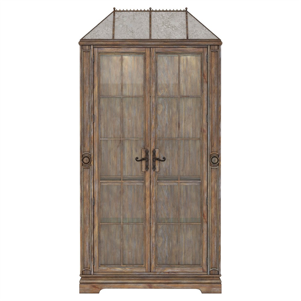 Massimo Updated Traditional Brown Pine Wood Display Cabinet|