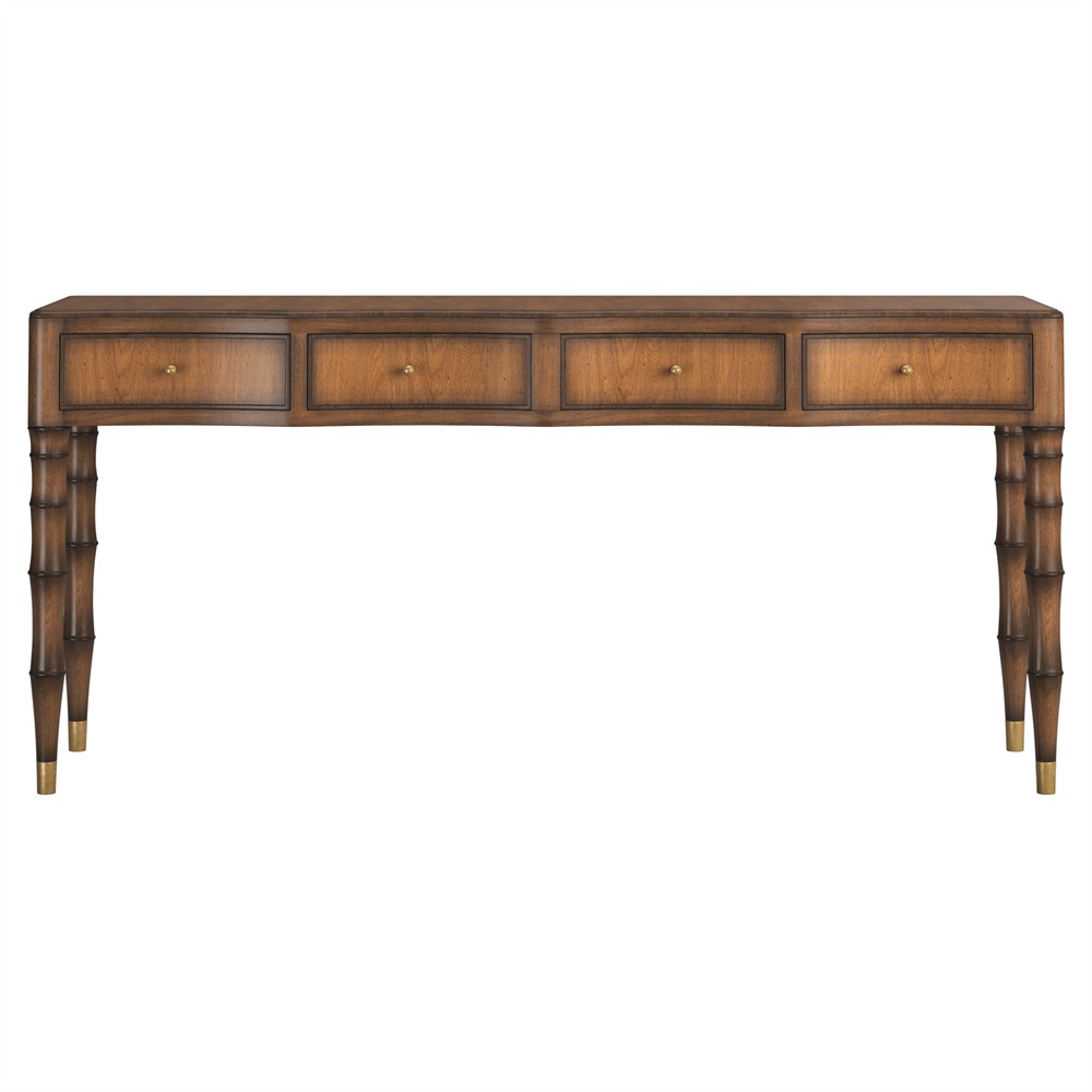 Zaylen Updated Traditional Brown Wood Bamboo Console Table|