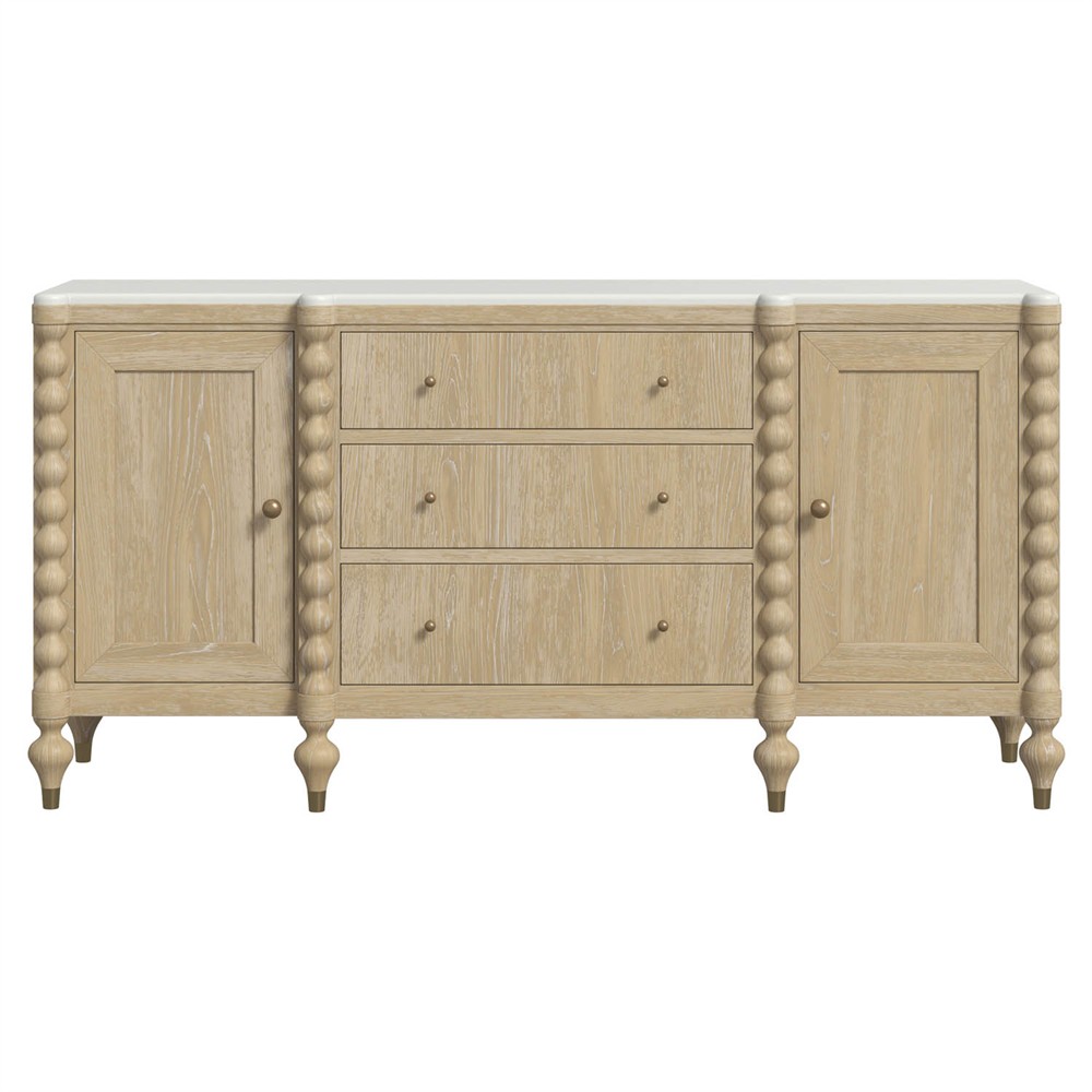 Eren Updated Traditional Light Brown Wood Spindle Sideboard|