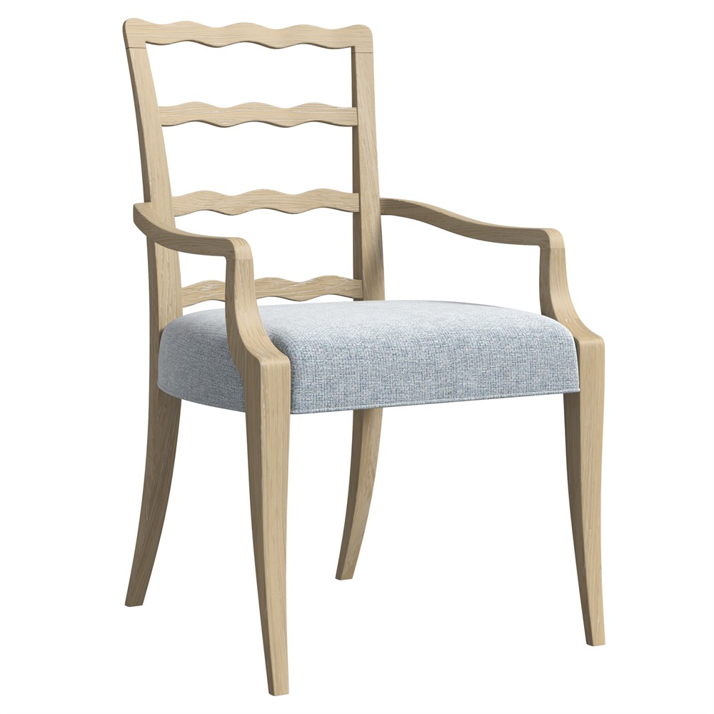 Eren Updated Traditional Light Brown Wood Ladder Back Dining Arm Chair|