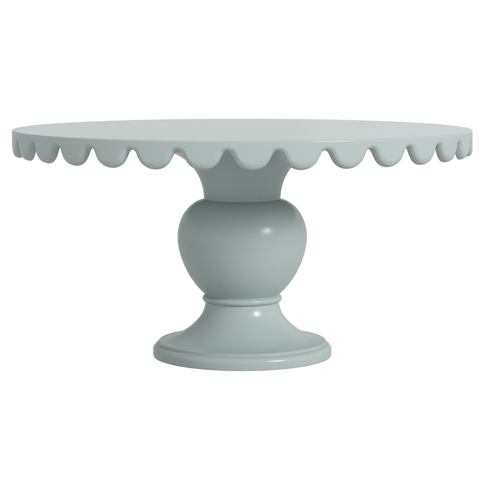 Eren Updated Traditional Blue Wood Scalloped Round Dining Table - 60"|