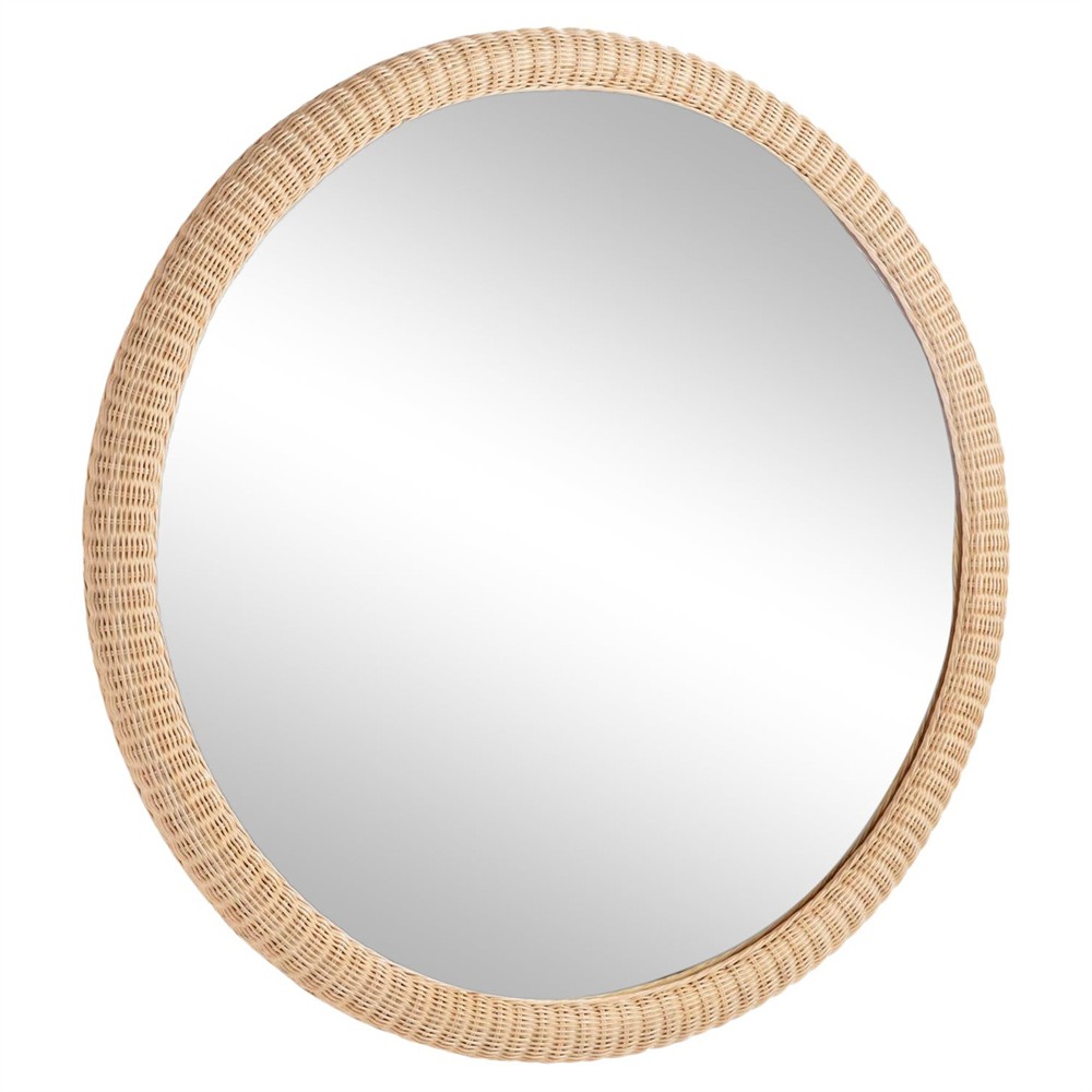 Rosie Coastal Beach Natural Rattan Round Wall Mirror|