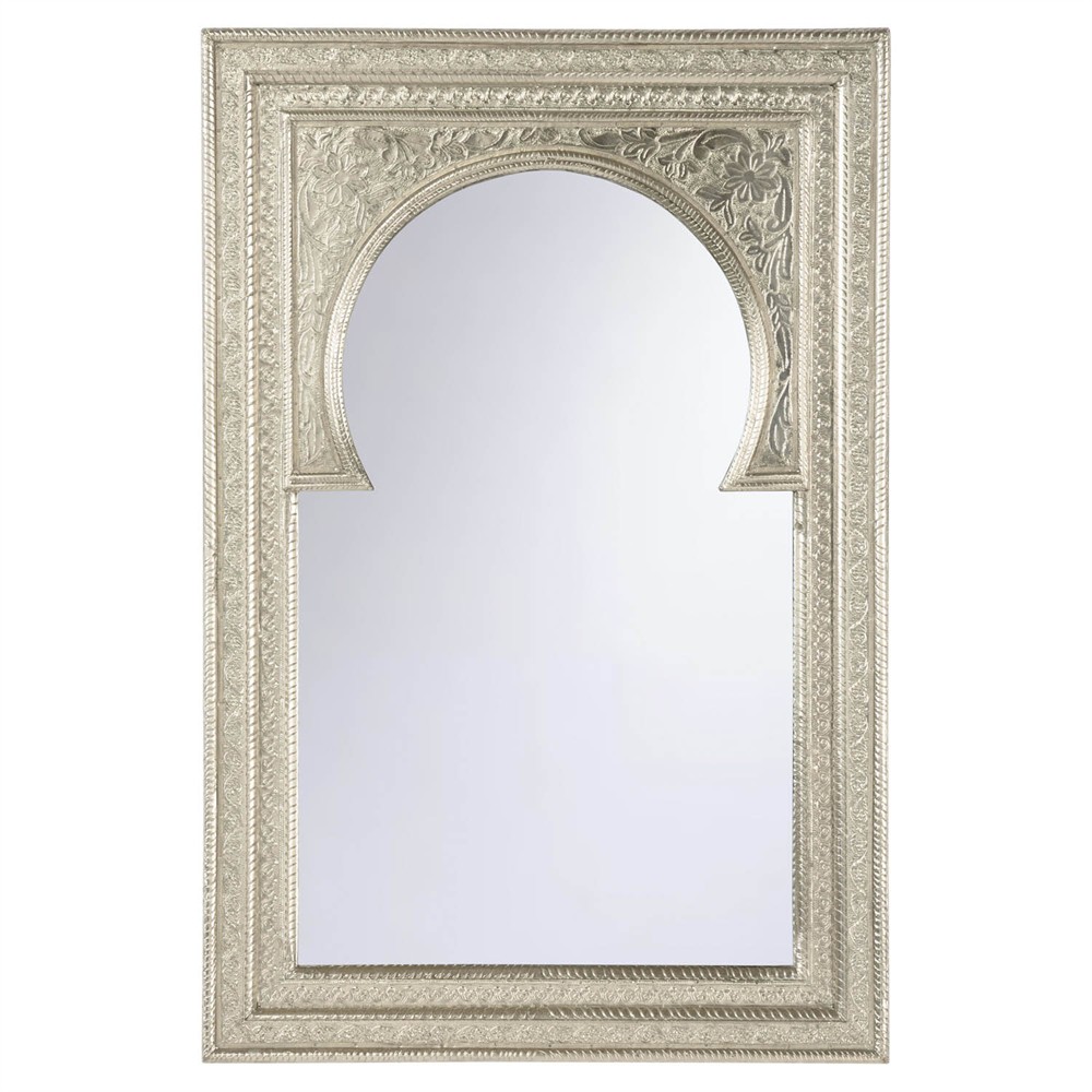 Nilo Updated Traditional Silver Wood Rectangular Wall Mirror|