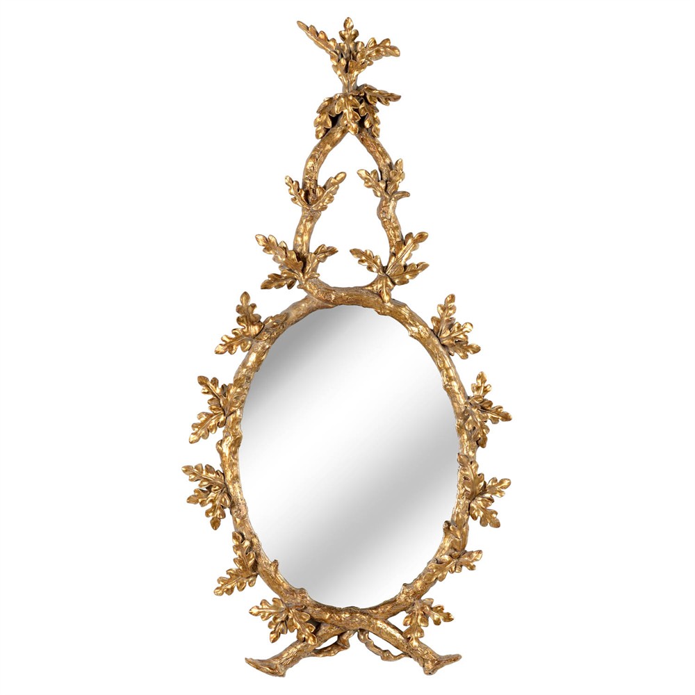Wriley Updated Traditional Antique Gold Resin Oval Wall Mirror|
