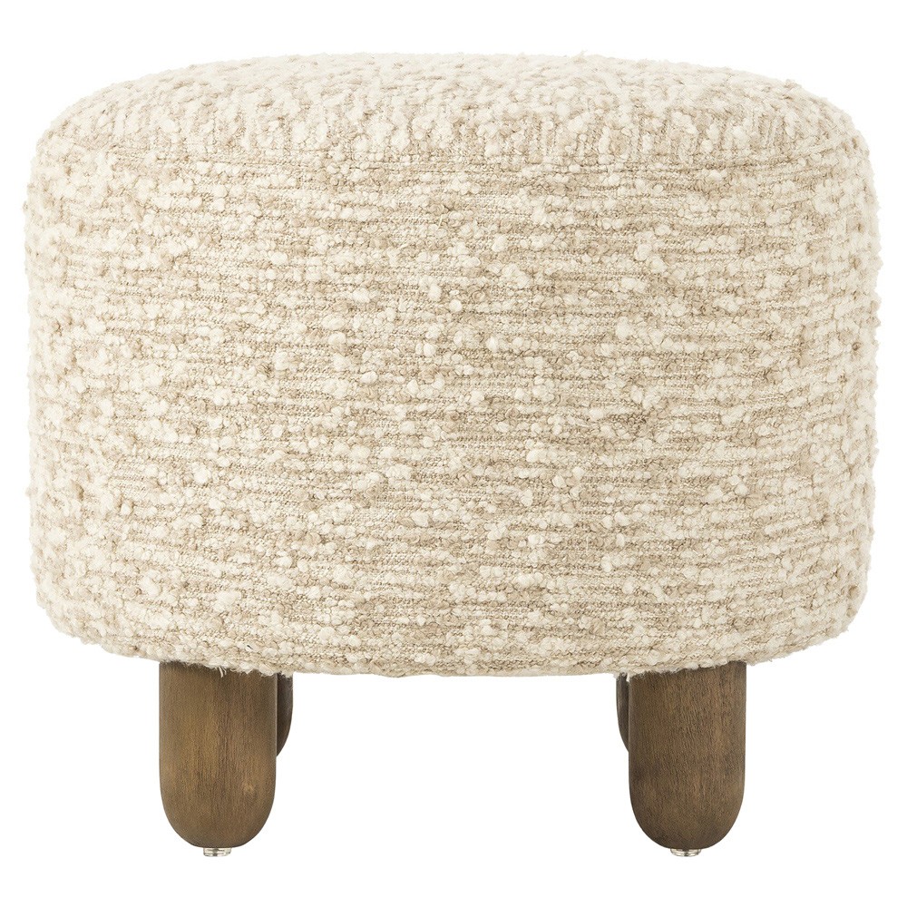 Waverly Modern Classic Cream Boucle Round Ottoman|