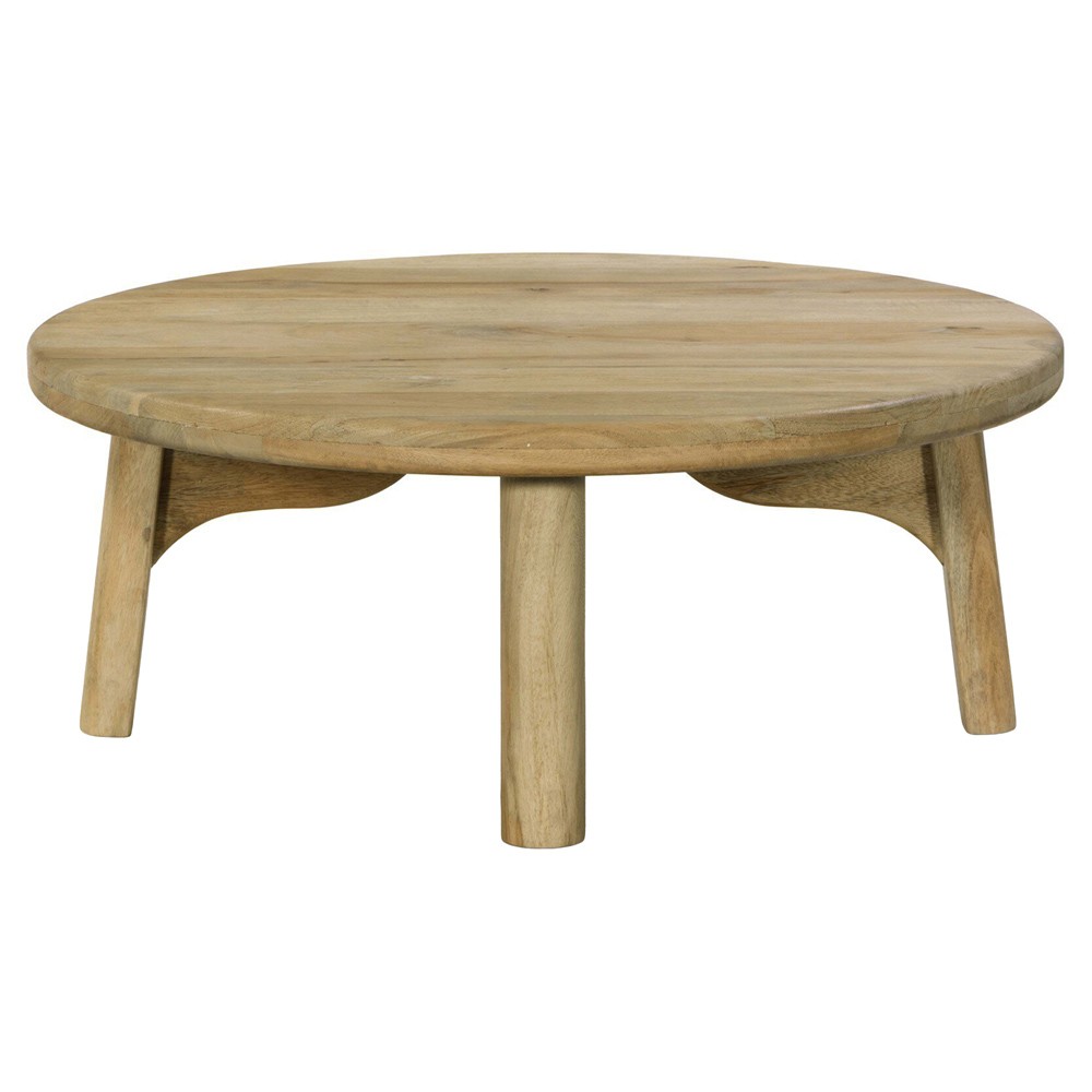 Daley Coastal Beach Natural Mango Round Coffee Table|