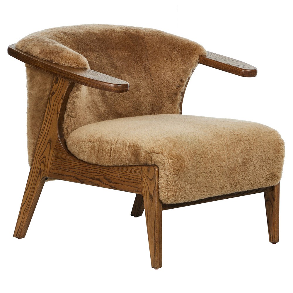 Fabian Modern Classic Brown Shearling Arm Chair|