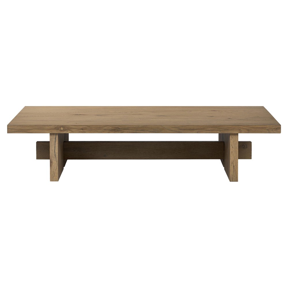 Delia Rustic Lodge Light Brown Oak Rectangular Coffee Table|