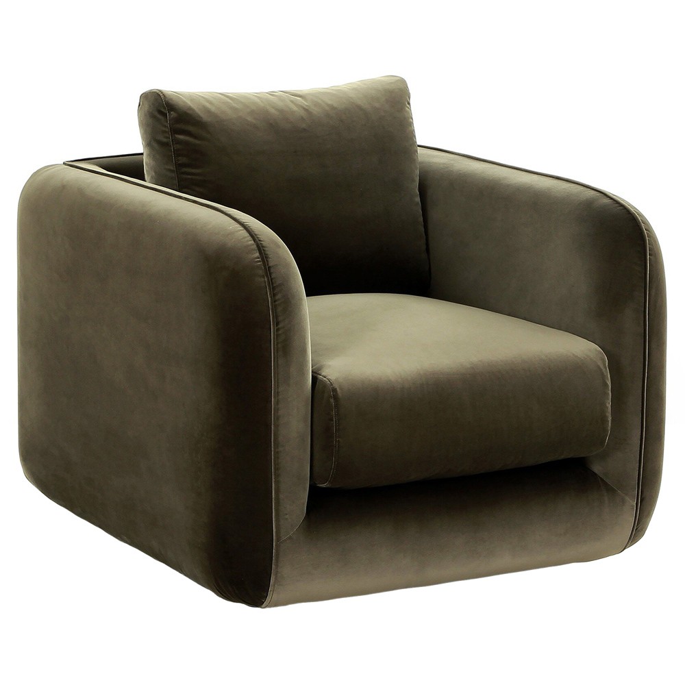 Malakai Modern Classic Olive Green Velvet Swivel Arm Chair|