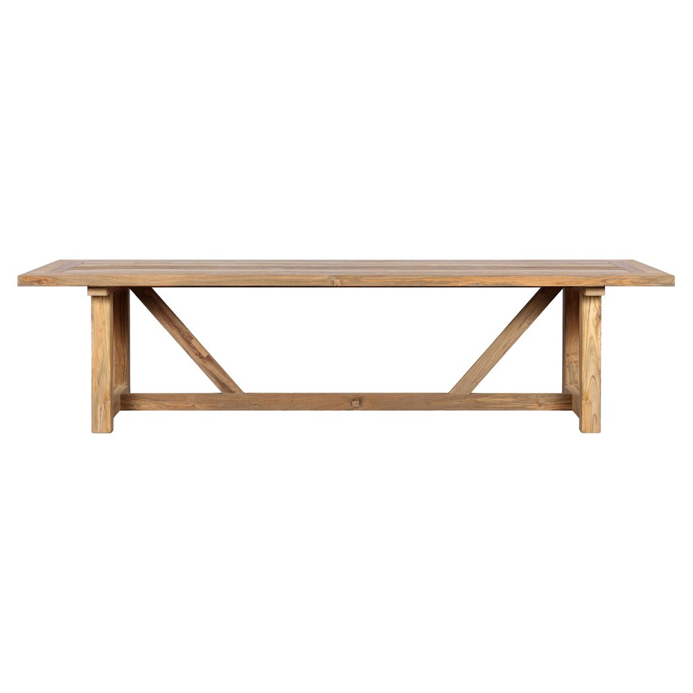 Stephie Light Brown Reclaimed Teak Rectangular Outdoor Dining Table - 118"|