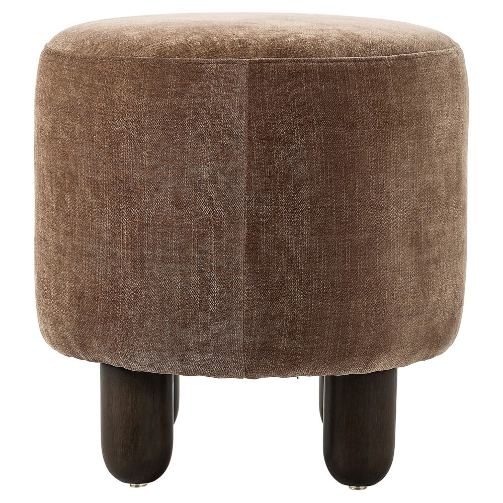 Zena Modern Classic Brown Velvet Round Ottoman|