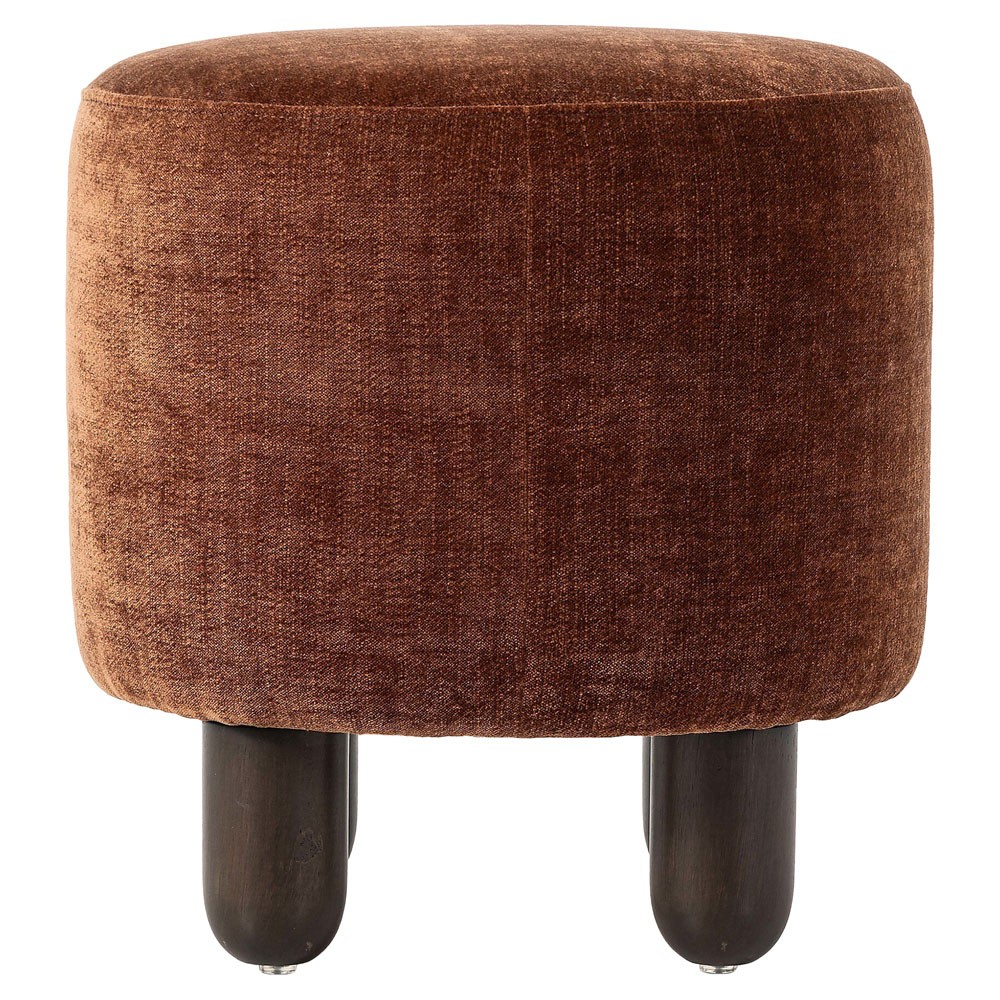 Zena Modern Classic Rust Velvet Round Ottoman|