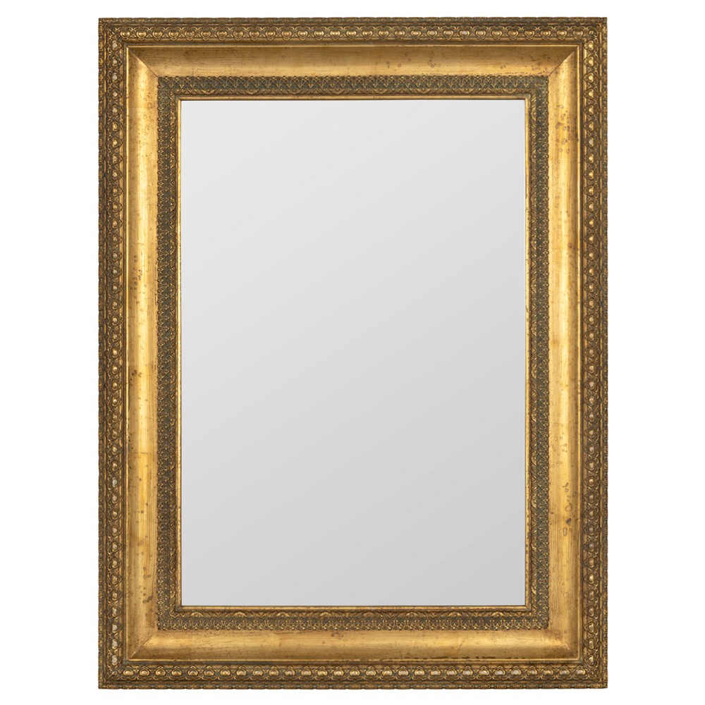 Alistair Updated Traditional Gold Rectangular Beveled Wall Mirror|