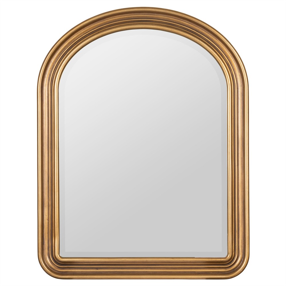 Mira Updated Traditional Antique Gold Arched Beveled Wall Mirror|