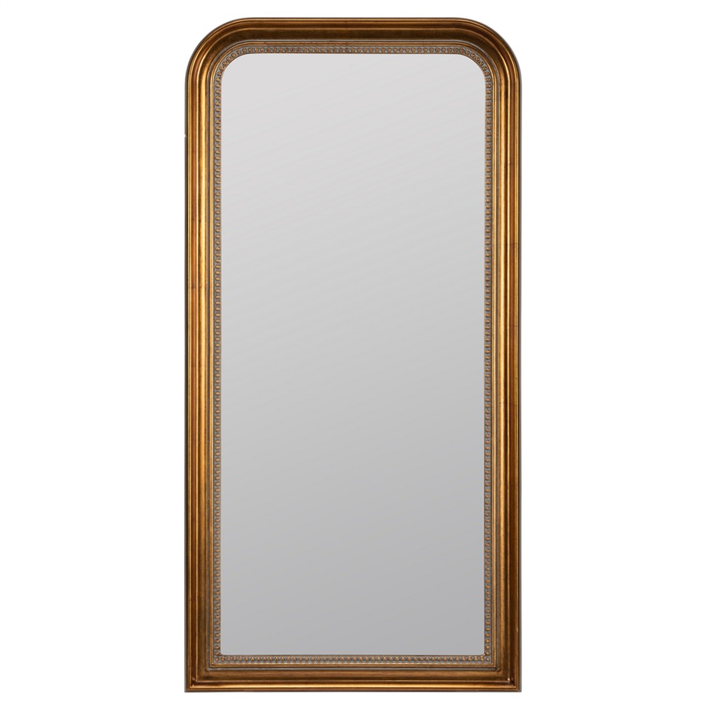 Lucienne Updated Traditional Antique Gold Arched Beveled Wall Mirror|