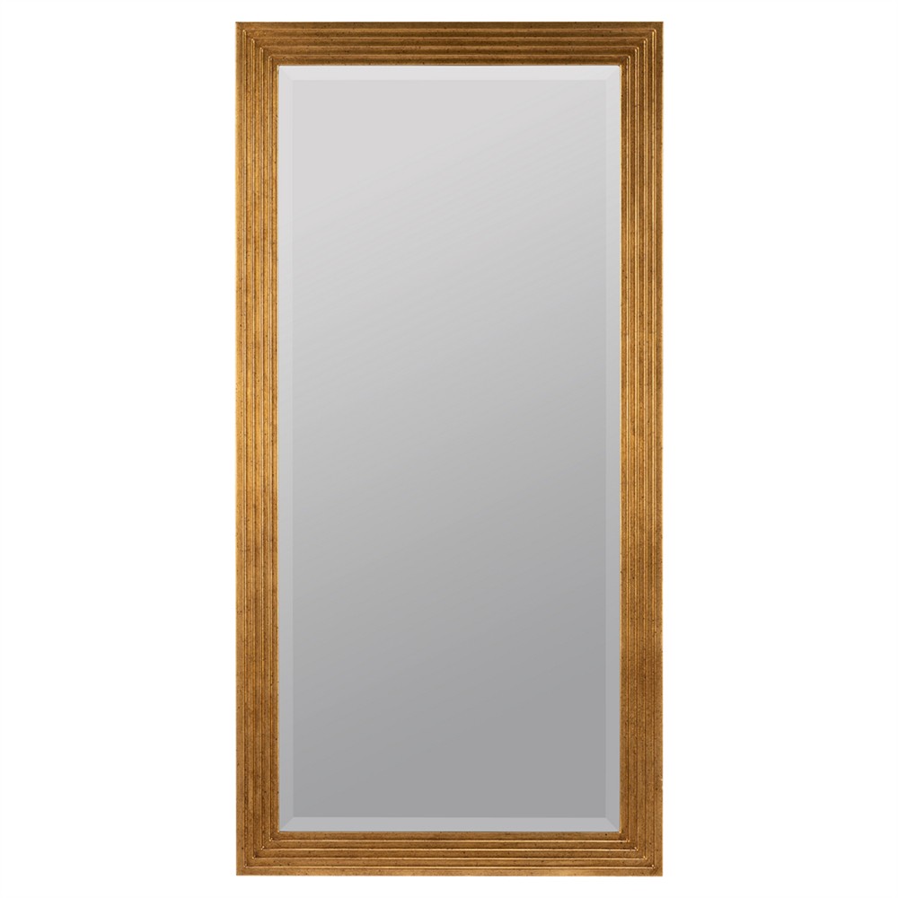 Vivienne Updated Traditional Antique Gold Rectangular Beveled Wall Mirror|