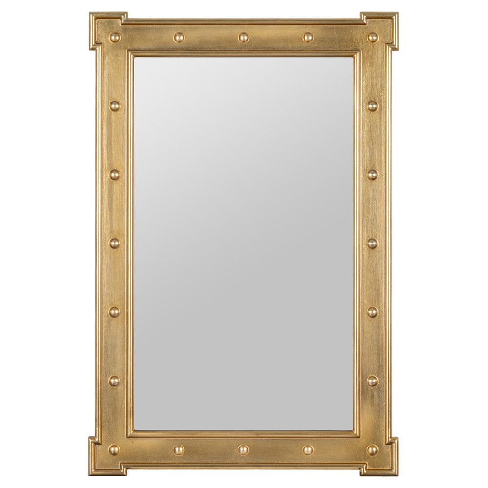 Anastasia Updated Traditional Gold Rivet Rectangular Wall Mirror|