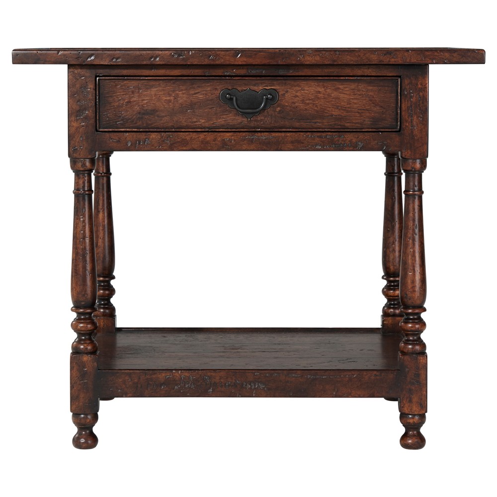 Agustin Updated Traditional Brown Reclaimed Oak Rectangular Side Table|
